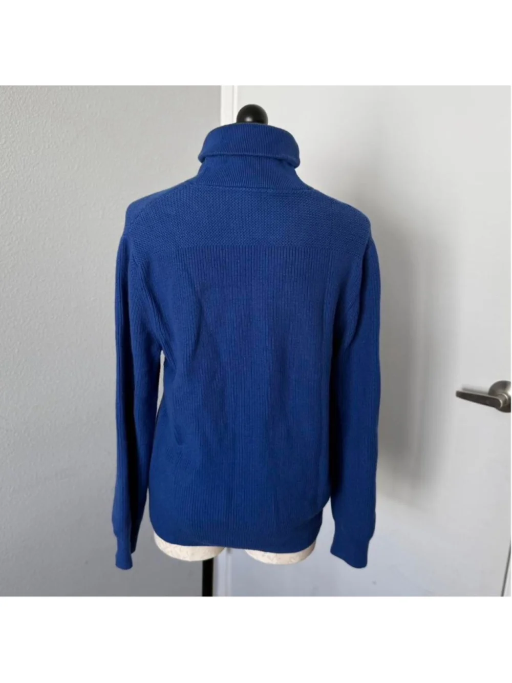 Club Monaco Blue Knit Cotton & Cashmere Blend Cowl Neck Sweater - Size M